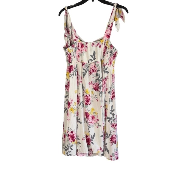 Torrid Size 0X Babydoll White Pink Yellow Floral Tie Shoulder Dress Retro Summer - Picture 3 of 6